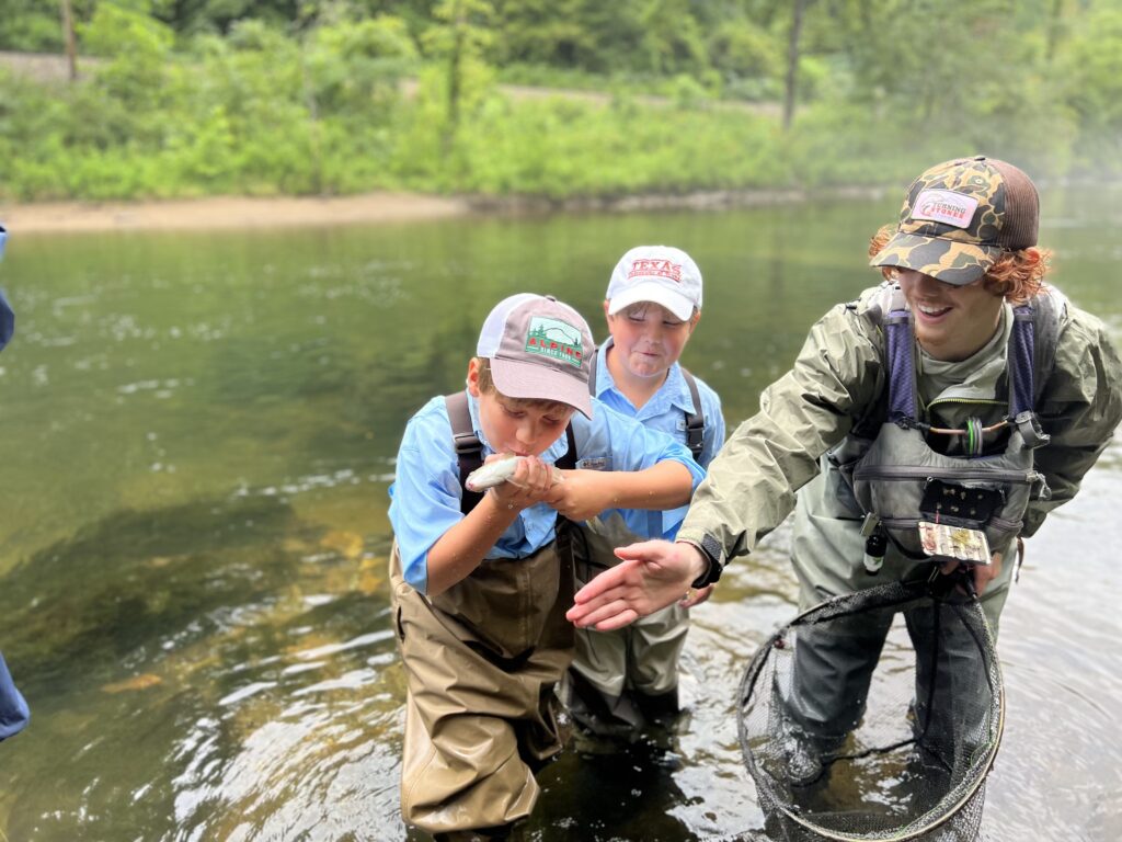 young kids on their first guided trout fishing trip with Wild Water Fly Fishing